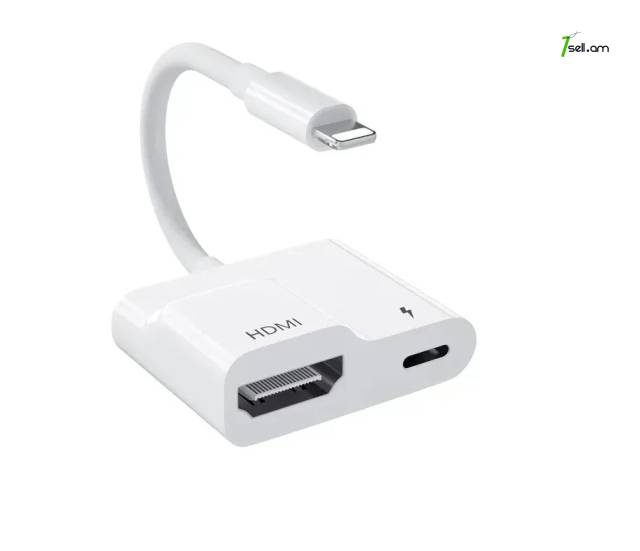 Թվային ընդունիչ Lightning դեպի HDMI SD TF USB 1080P Ethernet Цифровой адаптер разъем для зарядки adapter OTG