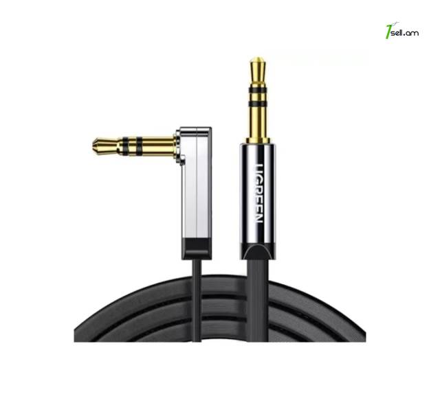 Ugreen AV119 3.5 մմ (պապա-պապա) Aux Audio Flat Cable 0.5m 90 Degree Right Angle for Computer Tablets MP3 Mobil