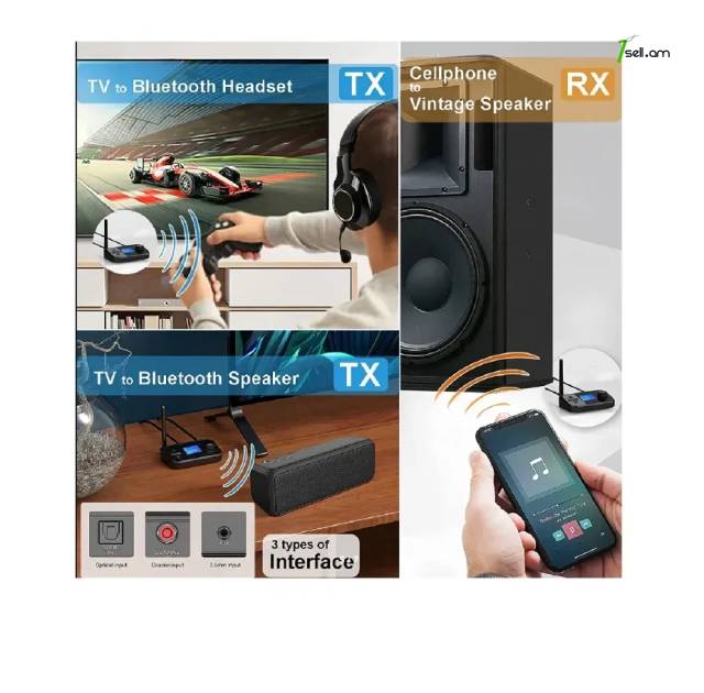 6 in1 C41S Bluetooth 5.1 Audio Transmitter Receiver RCA 3.5mm AUX Stereo Wireless Adapter PC TV ընդունիչ