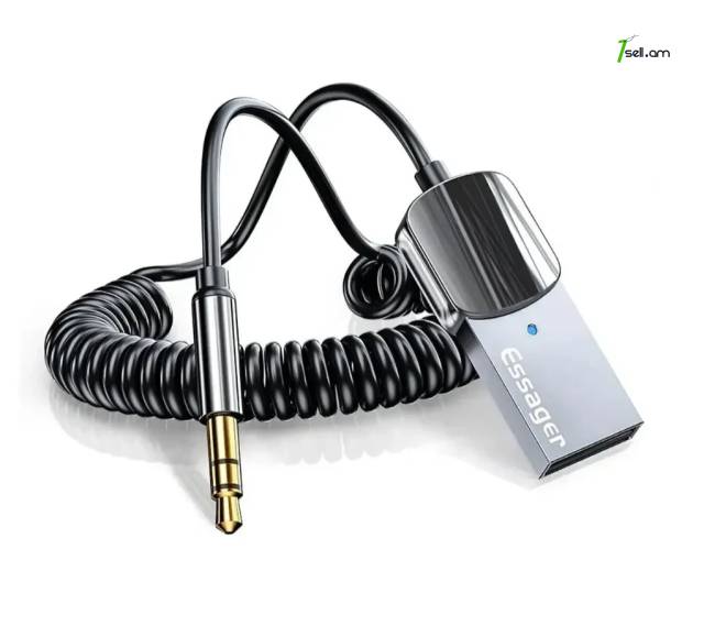 Bluetooth-адаптер Essager Bluetooth 5.0 автомобильный приемник AUX с микрофоном (EB01) EBTEB01-JS0A