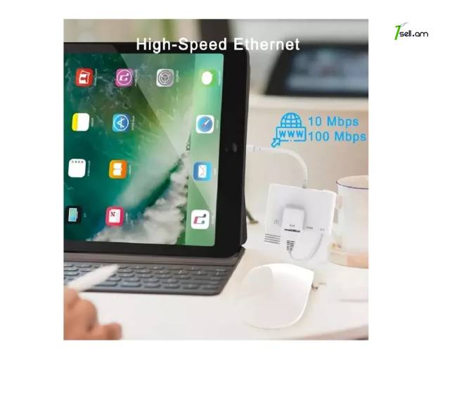 Թվային ընդունիչ Lightning դեպի HDMI SD TF USB 1080P Ethernet Цифровой адаптер разъем для зарядки adapter OTG