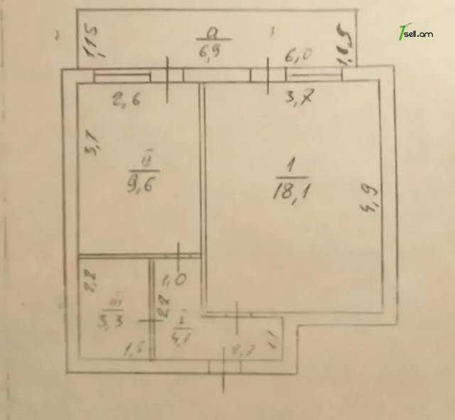 1 սենյականոց բնակարան Արամ Խաչատրյան փողոցում, 43 քմ, 2/9 հարկ