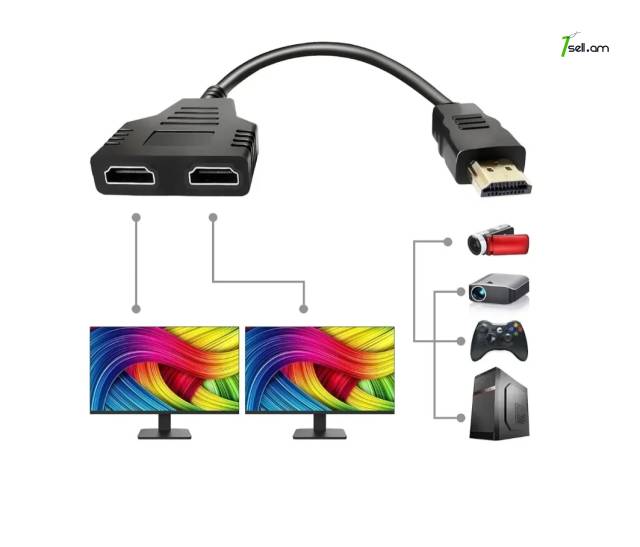 HDMI to 2x HDMI 30cm HUB - HDMI male to HDMI female cable (1papa - 2x mama) Adapter Perexodnik Адаптер