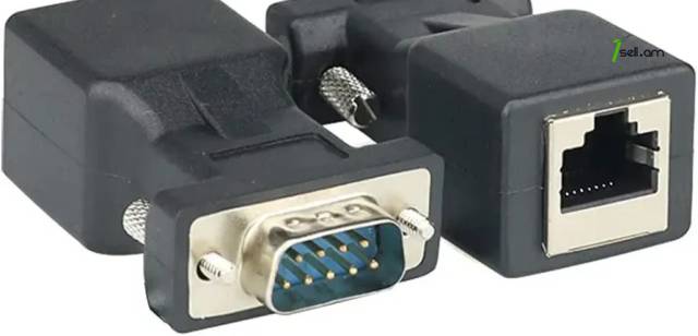 DB9 to RJ45 Serial Adapter (Female) to (Female) Ethernet Converter Compatible 9 Pin (Male) to (Female)