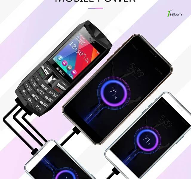 Оригинальный SERVO R26 2,4 "Мобильный телефон с TWS 5.0 Bluetooth для беспроводных наушников 3000mAh PowerBank