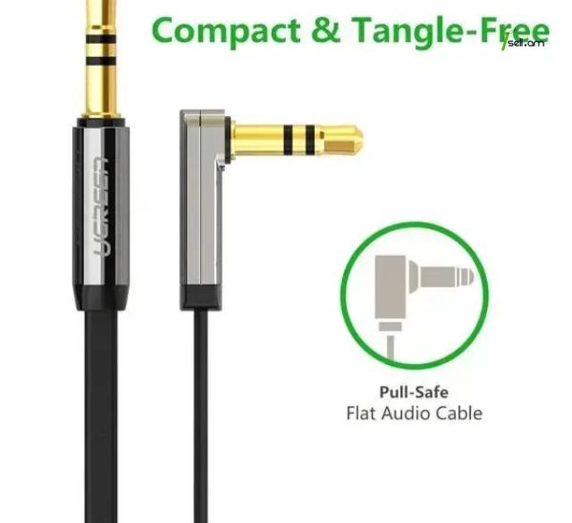 Ugreen AV119 3.5 մմ (պապա-պապա) Aux Audio Flat Cable 0.5m 90 Degree Right Angle for Computer Tablets MP3 Mobil