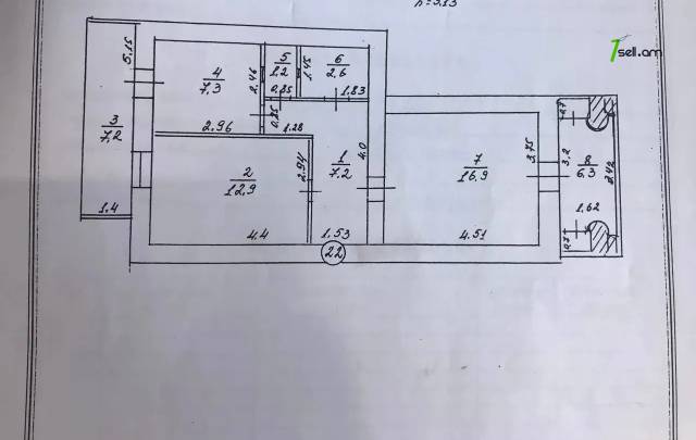 2 սենյականոց բնակարան Կիևյան փողոցում, 62 քմ, նախավերջին հարկ, 2 սանհանգույց, բարձր առաստաղներ