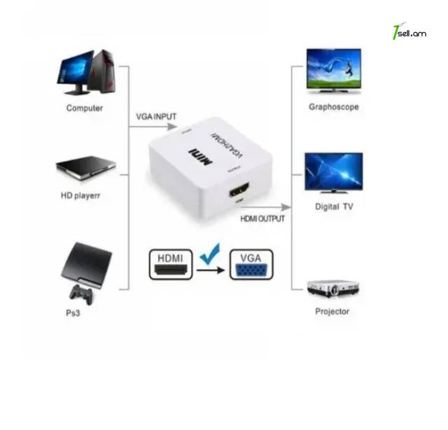 Video Converter VGA на HDMI վիդեո փոխարկիչ VGA դեպի HDMI վիդեո փոխարկիչ адаптер VGA to HDMI