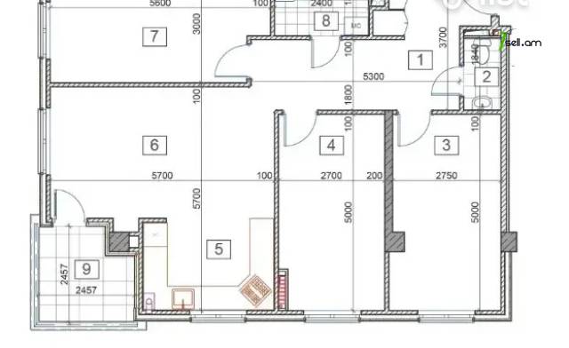 4 սենյականոց բնակարան նորակառույց շենքում Ադոնցի փողոցում, 94 քմ, 9/14 հարկ, 2 սանհանգույց